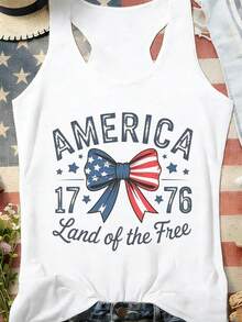 ELYSIAN WEAR 180G Vest Casual American Flag Independence Day 250 Years 1776 2026 We The People Women's Tank Top Patriotic Summer Outfit For Women - 白色 - 查看 1