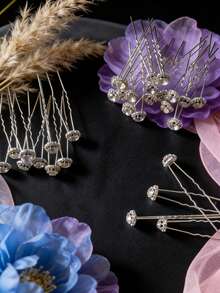 10个装女士U型水钻发夹，发饰 - 彩色 - 查看 4