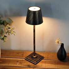 Portable Rechargeable LED Decorative Table Lamp, Touch Dimming, 3 Color Temperatures, Metal Minimalist Design, Square Base & Upright Lamp Body, Built-In Lithium Battery, USB Charging, Suitable For Bedside, Living Room, Study - Multicolor - View 2