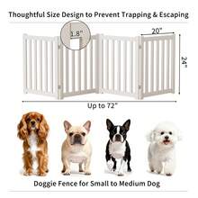 Thickened Solid Wooden Independent Dog Door For Pet Fence, No Assembled Pet Door Indoors, 24 "High X 108" W Ultra Wide Foldable Puppy Barrier Fence, Stairway Pet Isolation Fence - 白色 - 查看 15
