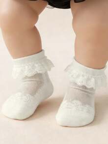 6 Pairs Girls & Toddlers Thin Breathable Glass Silk Short Socks, Baby Socks - White - View 5
