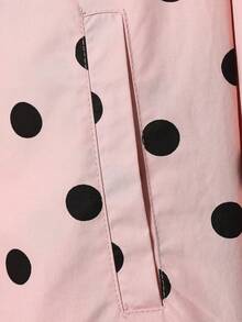 Áo khoác nữ dài tay cổ đứng chấm bi kiểu retro thắt eo YROOE, phong cách thường ngày cho mùa xuân và hè. - Hồng - Xem 6