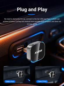 Bộ chuyển đổi CarPlay/Android Auto không dây 2 trong 1 XUDA mới 2026, bộ chuyển đổi Carplay WiFi6 2.4-5.0 GHz, có dây sang không dây, hộp thông minh kết nối nhanh, không độ trễ, thiết kế nhỏ gọn, thời trang, di động, nhỏ gọn và thanh lịch, tương thích với iPhone và Android, có cổng USB/USB-C, không kèm pin. - A - Xem 5