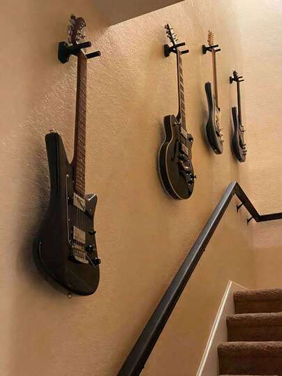 1 Stück Gitarren Wandhalterung mit verstellbarem weichem Haken, universell für Gitarren, Ukulelen, Bass, Erhu. Gitarren Wandhalterung, Gitarren Wandhaken Halter, schwarz mit Schrauben, einfach zu installieren, passend für alle Gitarrengrößen, Bass, Mandoline, Banjo, Ukulele, Gitarrenständer, Gitarrenbrücke, Bassgitarrensaiten, aufblasbare Gitarre, Gitarrenpedal, Gitarre, Gitarrenständer, E-Gitarre, Mandoline, CD-Player, Gitarrenreiniger, Bassgitarrenständer, Gitarrentasche, E-Gitarre