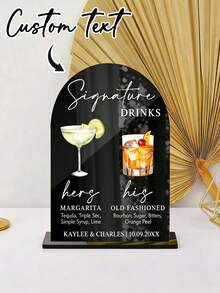 Customized Wedding Groom & Bride Cocktail Drink ID Sign, Wedding Specialty Drink ID Sign, Wedding Bar ID Sign, Customized Acrylic Bar Menu, Bride & Groom Drink ID Sign, Customized Name And Date - Multicolor - View 3