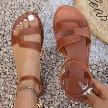 Giày sandal nữ mùa hè thanh lịch, thoải mái, kiểu dáng retro, quai ngang mắt cá chân co giãn, màu trắng, kiểu dáng đa năng, sandal hở mũi hai quai tối giản, phong cách thường ngày sành điệu, thích hợp cho công sở. - Màu Cam cháy - Xem 7
