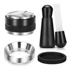 51mm/58mm Espresso Accessories Set, Includes Dual-Head Tamper, WDT Tool And Dosing Cup Funnel, Suitable For Espresso Machines And Pour Over - Black - View 1
