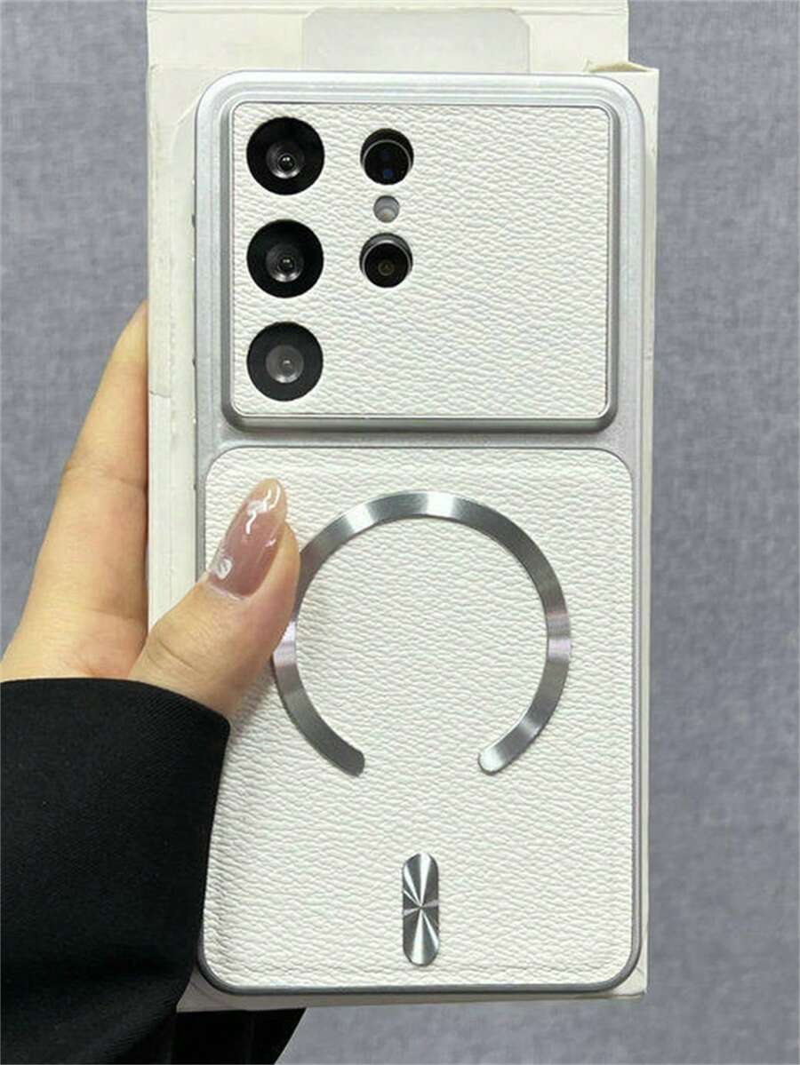 适用于三星 Galaxy S26 Ultra S26 Plus S25 Ultra S24 Ultra S25 S24 Plus 的奢华复古荔枝纹理磁吸无线充电手机壳，大摄像头窗口，PU 皮革防摔软后盖
