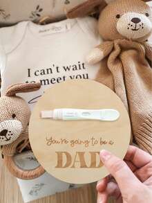 1pc Creative Baby Surprise Announcement, Pregnancy Reveal Wooden Plaque For Husband, "You're Going To Be A Dad" Wooden Board, Round Keepsake, Natural Wood, Suitable For New Parents And Baby Shower, Gift For Expectant Mother - Multicolor - View 1