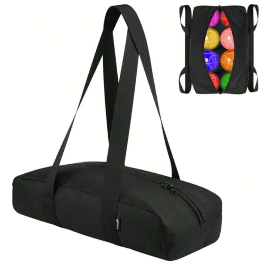 Cosmos Bocce Sets Bolsa de transporte Bocci Bolsa organizadora de almacenamiento para sostener 8 bolas de bochina bolsa portátil para llevar equipo de juego de bocas al patio trasero césped playa - como en la foto - Ver 1