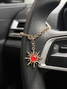 Sun God Car Hanging Ornament, Retro Sun Pendant Steering Wheel Decor, Car Accessories - A - View 2