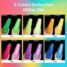 Beetles Pearl Gel Nail Polish, 6 Colors Shimmer Pearl White Pink Purple Mermaid Nail Drawing Spring Gel Polish - 6 màu phản quang lấp lánh neon lễ hội - Xem 5