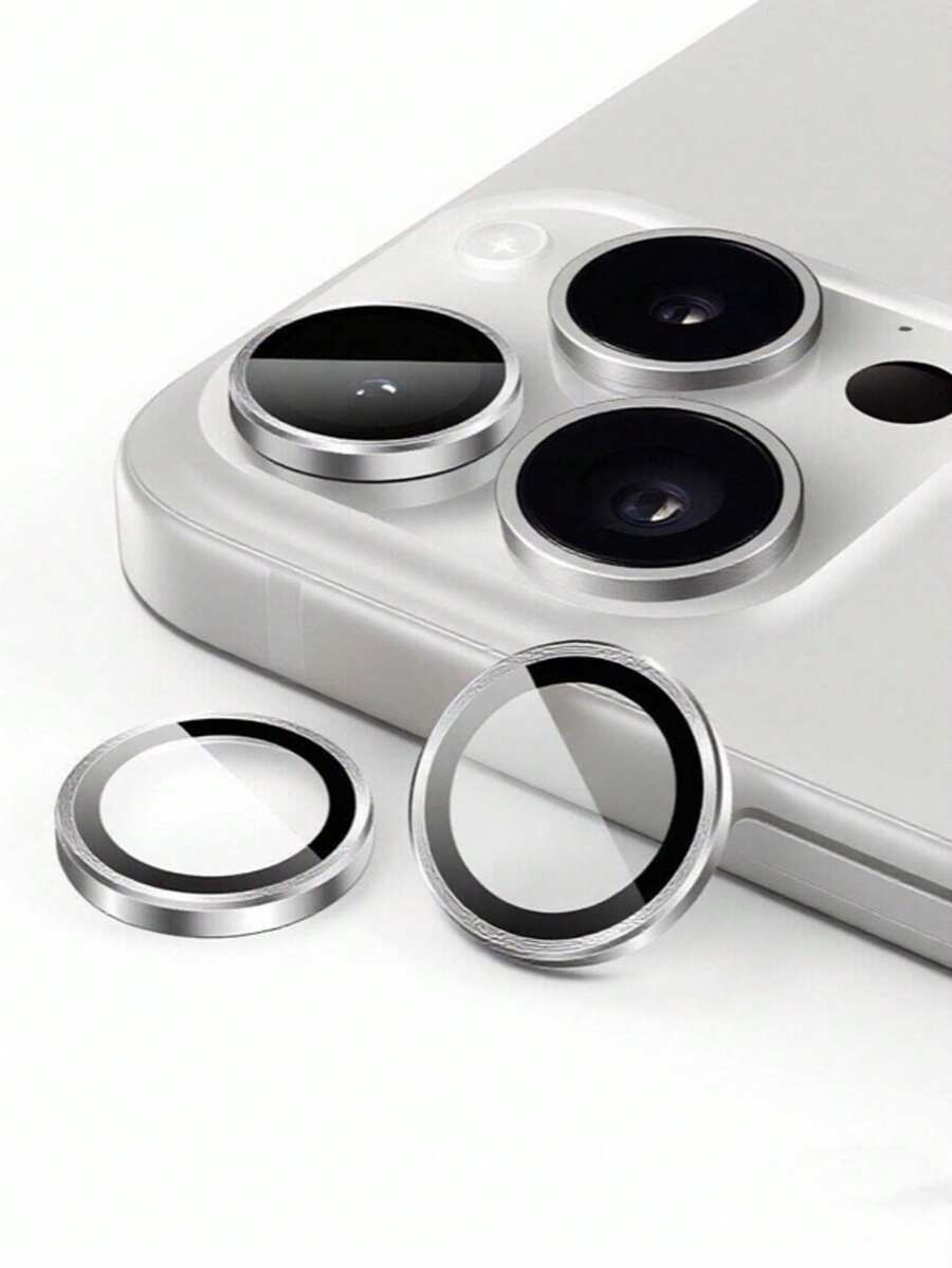Protector de lentilă din aliaj rezistent la șocuri, ultra-puternic, HD, independent, pentru iPhone 16 Pro Max, rezistent la zgârieturi și durabil, ultra-subțire, din sticlă securizată 9H, protector de ecran pentru cameră, metalic, rezistent la șocuri, inel de protecție pentru cameră, compatibil și cu 17 Pro Max, 17 Pro 17 Air 17 15 Pro Max 14 Plus 13 12 11 15 Pro 15 Plus 14 Pro, potrivire perfectă, rezistentă la zgârieturi și durabilă, compatibilă cu husele de telefon, cadou de primăvară argintie, ziua de naștere, aniversare, petrecere. - Argint - Vizualizare 1