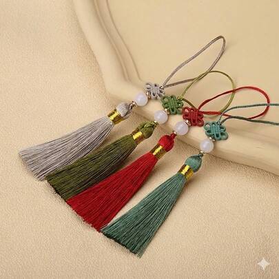 10个/套 7厘米彩色中国结流苏 - 手工丝滑流苏吊坠，适用于DIY珠宝制作、书签、服装配饰和家居装饰 - 传统东方工艺用品