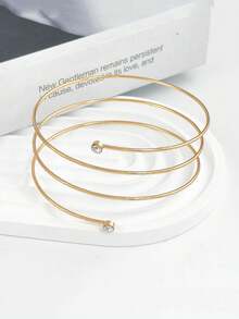 1件装 时尚四层水钻几何镂空可调节手镯臂环 女士 - 彩色 - 查看 2