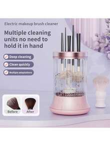 Limpiador y secador eléctrico de brochas de maquillaje, máquina automática de limpieza y secado de brochas de maquillaje alimentada por USB, apta para esponjas y brochas de maquillaje, limpieza profunda, uso doméstico y salón, con protección contra salpicaduras - Ver 2