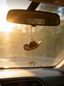 1 pieza Colgante de espejo retrovisor interior con lazo de sombrero de vaquero, decoración de lujo simple - A - Ver 3