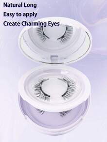 2 Pairs Natural Magnetic Eyelashes With Applicator Reusable Magnetic Lashes Kit Waterproof No Glue Needed False Eyelashes,Easy To Wear And Remove ,Save Time - Black - View 5