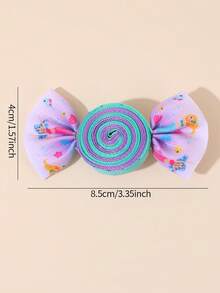 2pcs/Set Candy Shaped Hair Clips, Mermaid Print Bow Hair Clips, Cute Sweet Ocean Style Hair Accessories For Teenage Girls, Summer/Holiday - Multicolor - View 5