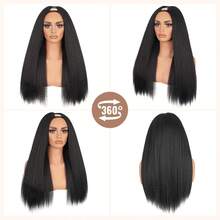 Tóc giả chữ V và tóc giả thẳng kiểu Yaki - Tóc giả nửa đầu bằng chất liệu tổng hợp, kiểu xoắn thẳng và kiểu Yaki thẳng, thời trang và thoải mái. - màu đen - Xem 2