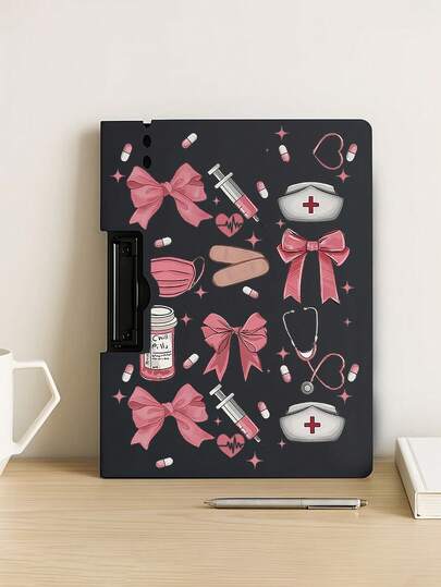 A4 Clipboard With Stethoscope Print Design, Portable File Storage Suitable For Office, School And Home - Durable Document Holder