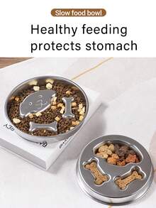 1 bát ăn cho thú cưng bằng thép không gỉ 304, bát cho mèo và chó, chống tràn, chống trượt, chống sặc, bát ăn chậm, phù hợp cho mèo và chó, bát đựng thức ăn cho thú cưng, chống tràn, bát ăn chậm hình tròn, bát ăn dễ thương cho chó, bát ăn dễ thương cho mèo. - 22cm - Xem 5