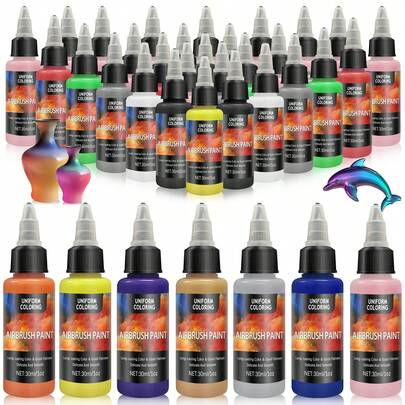 Set de 12 colores de pintura lista para aerógrafo, pintura acrílica a base de agua para aerógrafo para metal, modelos de plástico, lienzo, madera.
