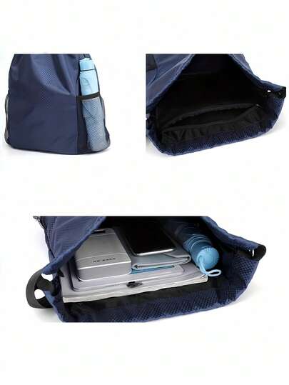 1个8.45加仑大容量男女通用软面健身背包，带网状口袋、可调节肩带和网格/系带封口，是运动、户外活动和旅行的理想之选。