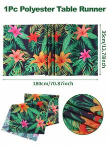 1 buc. Față de masă în stil hawaian, față de masă din poliester cu model floral și frunze de palmier, decor de masă pentru petreceri cu tematică hawaiană, decorațiuni pentru petreceri de nuntă, aniversare, decor de masă pentru plajă de vară, accesorii pentru petreceri hawaiene Luau, față de masă pentru petreceri de interior și exterior, decor pentru sufragerie în bucătărie, decorațiuni de primăvară-vară - Frunze și flori hawaiane verzi - Vizualizare 6