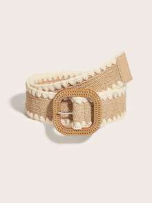 1件/2件装加大码波西米亚风弹力编织草编腰带，夏季沙滩碎花连衣裙草编配饰腰带，搭配连衣裙，休闲穿着，适合沙滩派对、度假、聚会、节日、音乐节等夏季场合。 - A - 查看 11