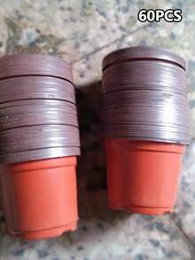 60 pièces/30 pièces Pots de semis bicolores, pots de plantation en plastique souple et flexible convenant aux orchidées, aux succulentes et à diverses plantes, pots de fleurs de paysage - pot de semis - Voir 6