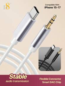 D8 USB C To 3.5mm Audio Aux Jack Cable 3.3FT (1M) - Hi-Res 24bit/96kHz DAC Chip USB Type C To Male Adapter Dongle Cord For Car Headphone, Home Stereo, Phone Speaker, Laptop Audio, Gaming Headset, Compatible With IPhone Fold/Tablet, Hua Wei Mate 60 Pro/50 Pro/P60 Pro, Mi 14/13 Ultra/12S, Find X7/ X100 Pro - Hi-Fi Sound Lossless Transmission - Multicolor - View 9