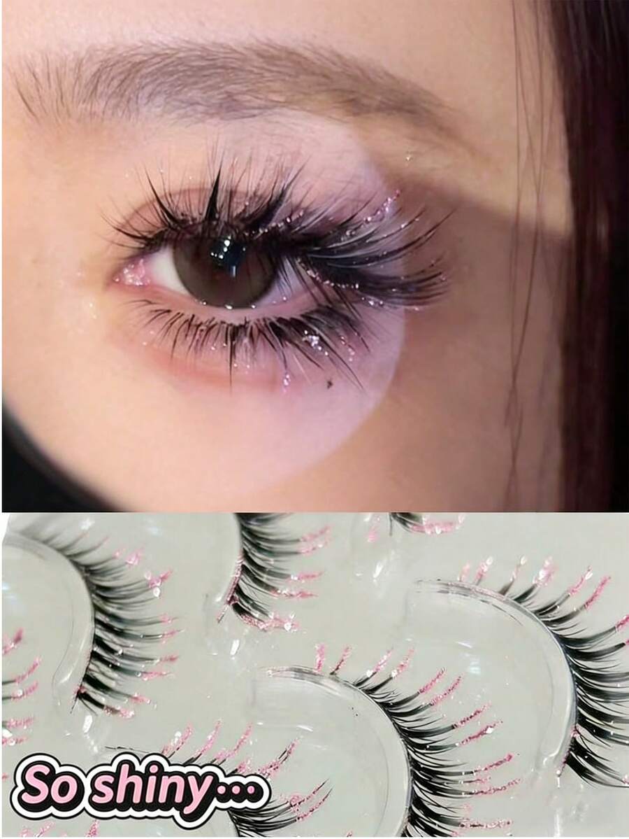 5 Cặp Mi Giả Không Đường May, Đính Pha Lê Băng Giá, Hiệu Ứng Nàng Tiên, Trang Trí Cosplay, Lấp Lánh Ánh Sao - Nhiều màu - Xem 1