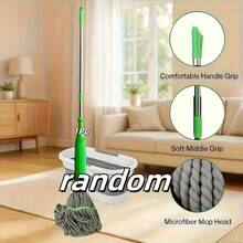 Multifunctional 360-Degree Rotating Mop° Rotary Floor Cleaner, Equipped With A Durable Plastic/Metal Handle And A Washable, Reusable Mop Head.No Electricity Required.A Hands-Free Rotary Mop Suitable For Homes And Dormitories - 旋轉式多功能拖把 - 查看 4