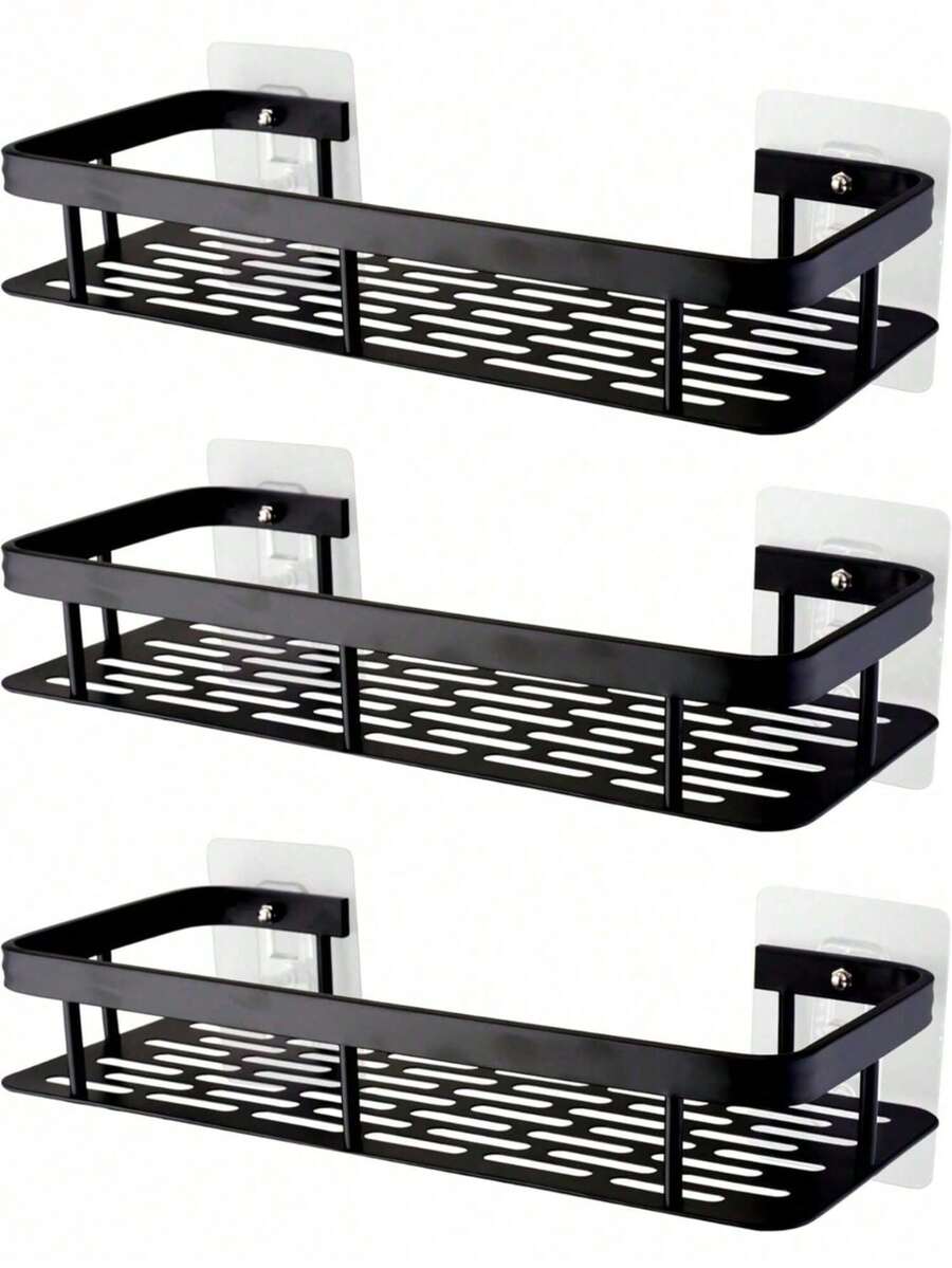 1/2/3 Piezas [Ahorro de espacio | No se requiere perforación] Estantería de ducha de pared de gran capacidad | Instalación sin perforación, ahorro de espacio, fácil de instalar | Estantería flotante para el baño y la cocina para artículos de tocador, cosméticos y artículos varios