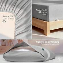 Dreamlab Juego de Sábanas Premier 1800 Collection. Sábanas de Microfibra de Lujo de Doble Cepillado Gris Claro Individual   953215 - 02  Gris Claro - Ver 7