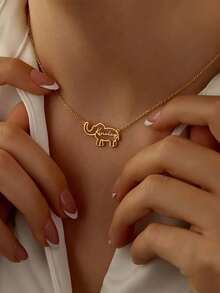 1 chiếc vòng cổ mặt dây chuyền chữ hình voi khắc tên theo yêu cầu, mặt dây chuyền chữ hình học bằng thép không gỉ mạ vàng dành cho nữ, quà tặng trang sức hình động vật, thời trang cho năm mới. - Nhiều màu - Xem 6