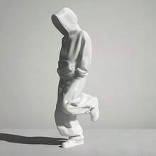 1 Set Black & White Faceless Thinker Figurine, Plastic Decor, Perfect For Computer Desk, Entryway, Great Gift For Collectors Of Abstract Virtual Human Figures - Multicolor - View 12