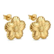 Pendientes de botón con forma de girasol, con un estilo dulce y elegante. Hechos de acero inoxidable. Perfectos para que las mujeres los usen a diario. - Dorado - Ver 13