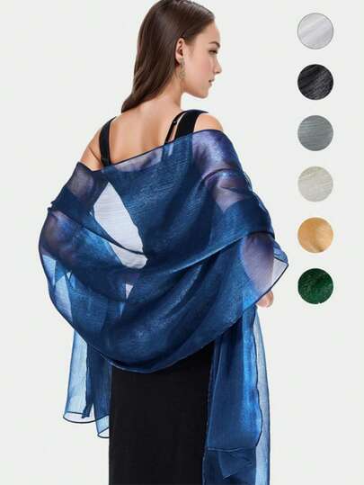 一件优雅亮蓝色晚礼服，适合女性日常、度假和正式场合穿着，尺寸为 200*68 厘米/78*26.5 英寸