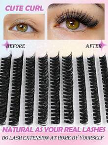 200pcs 60D-Curl Fluffy Faux Mink Eyelashes, Natural & Lengthening Cluster False Lashes, Soft & Fluffy, Suitable For Beginners DIY Eye Makeup, Reusable Eyelash Clusters - D - View 4