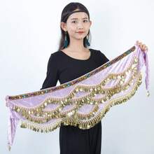 1pc Women's Wavy Belly Dance Belt Hip Scarf Women's Sweet Belly Dance Golden Coin Hip Scarf Skirt Wrap Noisy - Multicolor - View 21