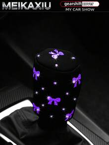 MEIKAXIU 1 pieza Cubierta de volante redonda cómoda con lazo brillante dorado, accesorios de decoración para automóvil para mujeres - Cubierta de entrepierna con lazo estampado en oro - Ver 15