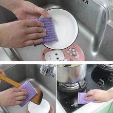 8pcs Multifunction Polyurethane Cleaning Sponges, Featuring 3D Embossed Wire Particles, Suitable For Nighttime Kitchen Cleaning, Home Organization And Daily Cleaning, Non-Abrasive And Durable, Random Color Delivery, Ideal Household Kitchen Cleaning Assistant - 8 Magic Sponges - Random Colors - View 6