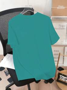 Men's Casual Sports Set With "Palm Tree Beach" Pattern Design - Made Of Polyester Knit Fabric, Round Neck, Drawstring Shorts, Pocket Details, Regular Fit, Suitable For Plus Size - Mint Green - View 3