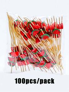 100 que xiên trái cây, tăm tre hình nơ, que xiên tre chủ đề trái cây, que xiên trái cây, que tre dài 4,7 inch hình dâu tây/dưa hấu dùng cho tiệc sinh nhật, thích hợp cho bánh ngọt, món tráng miệng, salad và bánh mì sandwich, tuyệt vời cho khách sạn, nhà hàng và các bữa tiệc, cũng thích hợp cho gia đình, đám cưới, ngày Valentine và trang trí trái cây. - Nhiều màu - Xem 9