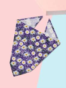 2 piezas Pañuelos triangulares ajustables con estampado de plantas y frutas para perros y gatos pequeños a grandes, con diseños de árbol de coco, girasol, para primavera y verano - Multicolor - Ver 5