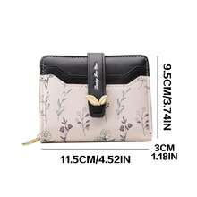 Minimalist & Gentle Women's Wallet, Cute Floral Zipper Coin Purse, Original Patent New Product, High-End Women's Wallet For Women Money Wallet Mini Wallet Purse Wallet Small Wallet Travel Essential Summer - Black - View 2