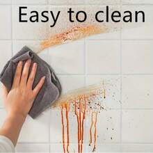 1 pieza Película protectora de pared de plástico con adsorción estática, impermeable, resistente al aceite, removible, sin pegamento, fácil de limpiar, adecuada para paredes de azulejos de cocina, decoración y protección del hogar y dormitorio, esencial para viviendas de alquiler - Ver 9