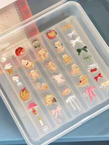 1 pieza Molde de arte de uñas versátil y transparente de silicona con diseños de cachorro lindo, pastel, lazo, gato y pingüino - transparente - Ver 2